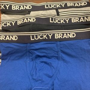 Lucky Brand Mens SZ Small 3 pairs of NWOT briefs.    Cobalt, black and stripe.
